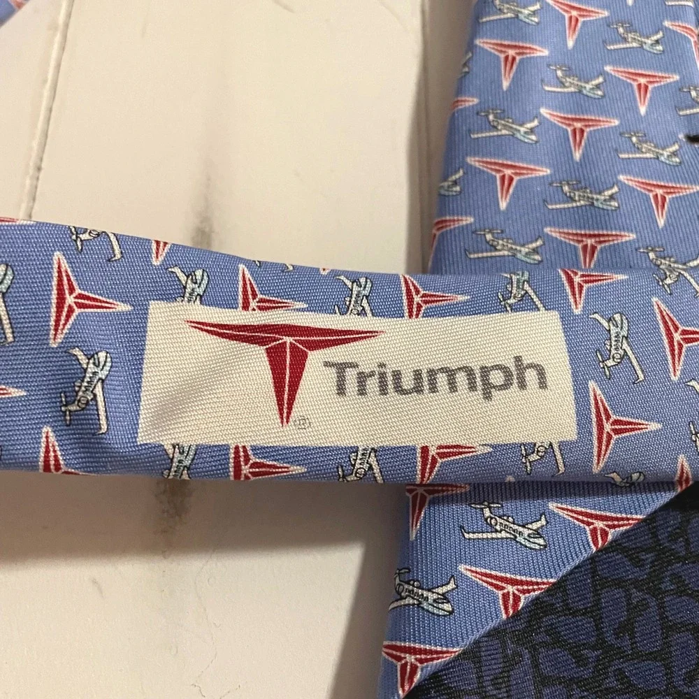 Vineyard Vines Custom Collection Triumph Necktie‎ Silk Blue Airplane Pilot